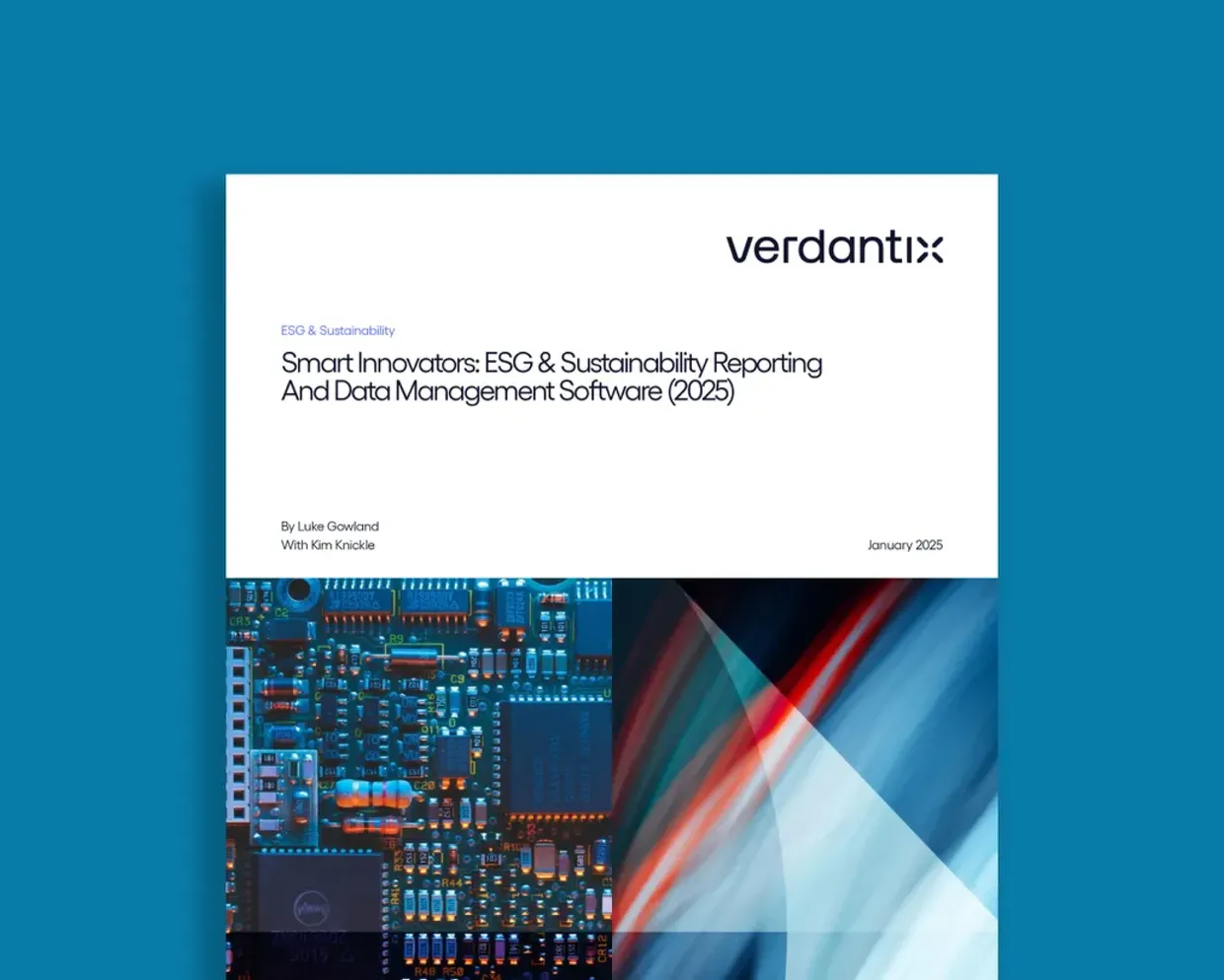 Verdantix report cover titled "Smart Innovators ESG & Sustainability Reporting And Data Management Software (2025)"