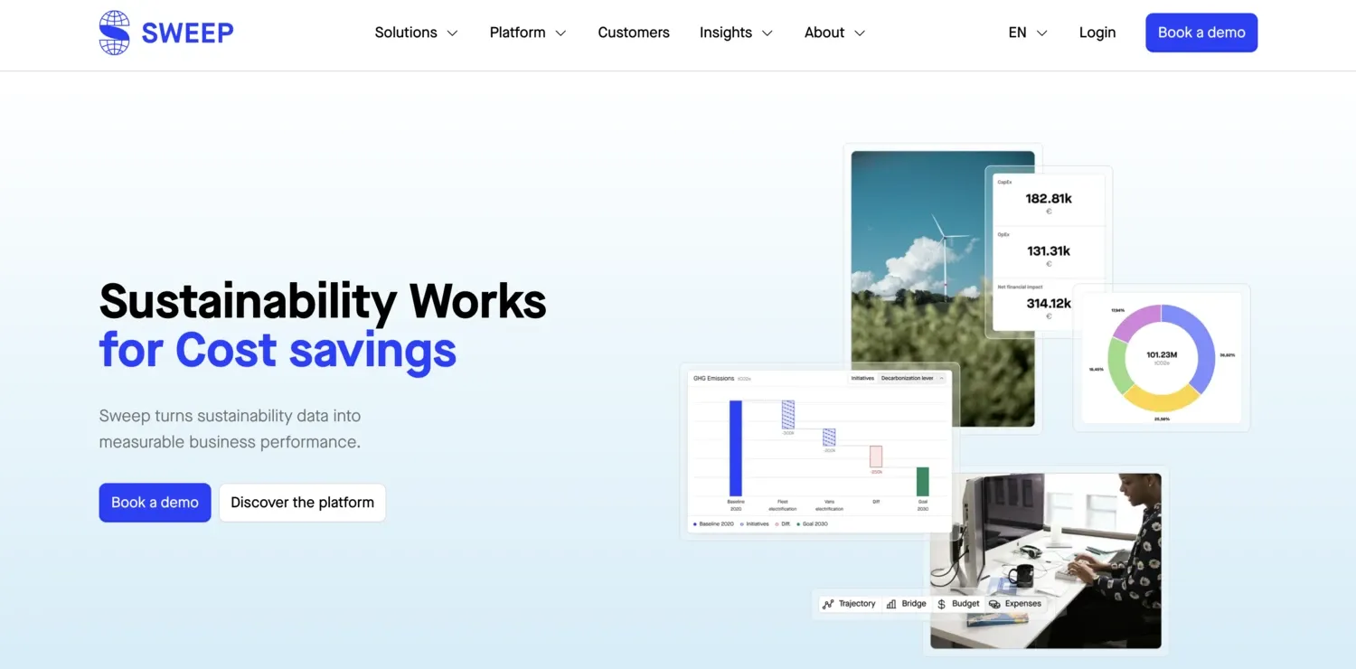 Screenshot of the Sweep platform